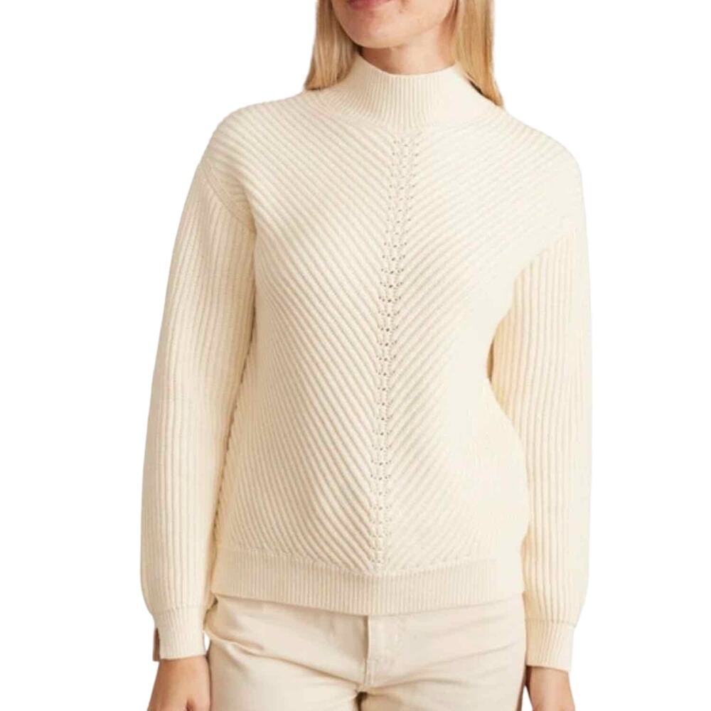 Marine Layer Skylar Turtleneck Ribbed Sweater in Ivory